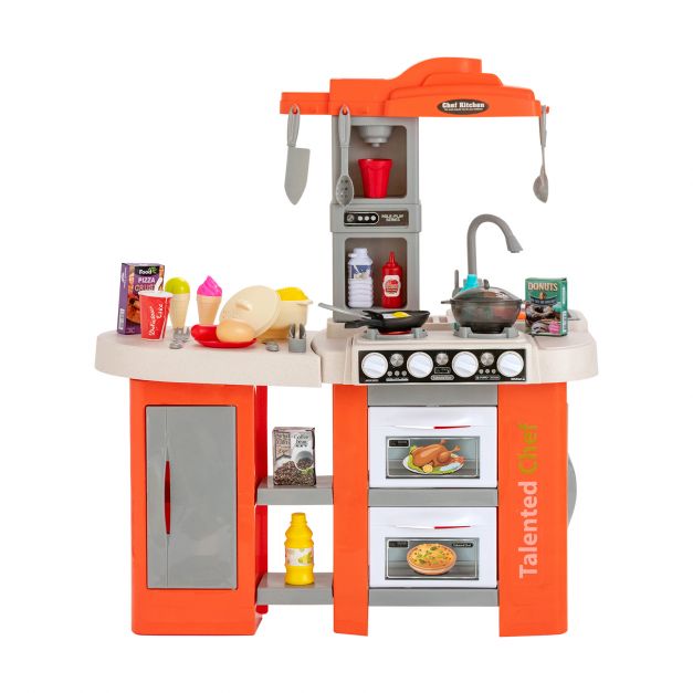 67-Piece Kids Kitchen Play Set with Realistic Lights and Cooking Accessories