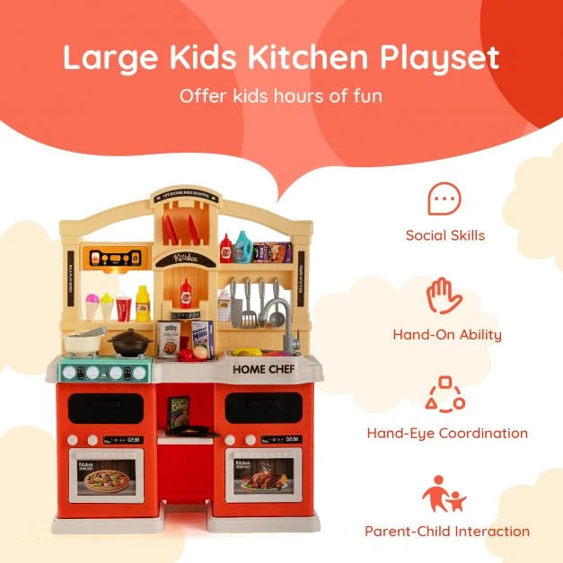 Kids 69-Piece Kitchen Playset with Magic Boiling and Steam Effects