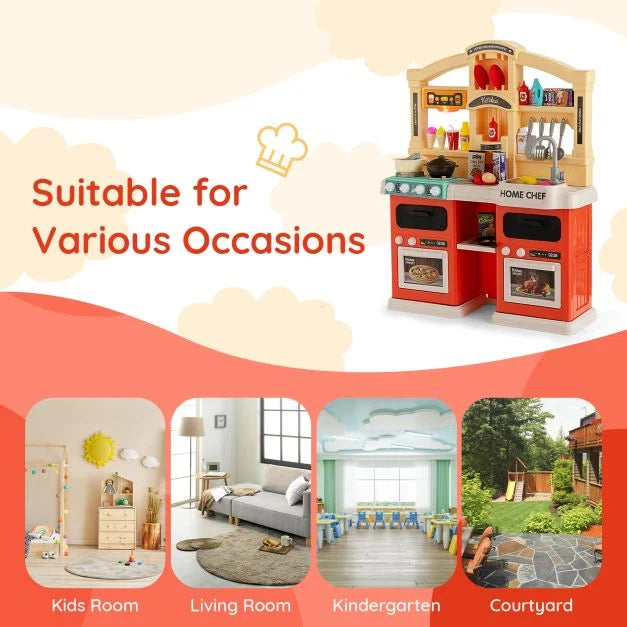 Kids 69-Piece Kitchen Playset with Magic Boiling and Steam Effects