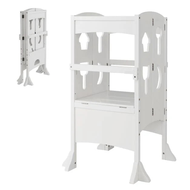 Kids Folding Step Stool with Height Adjustment and Built-In Safety Latches
