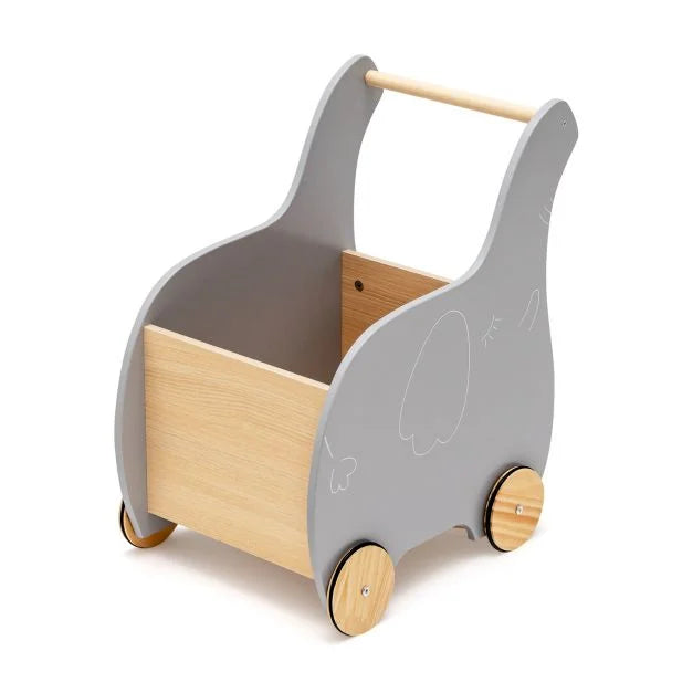 2-in-1 Wooden Baby Walker with Storage Chest and 4 Smooth-Rolling Wheels