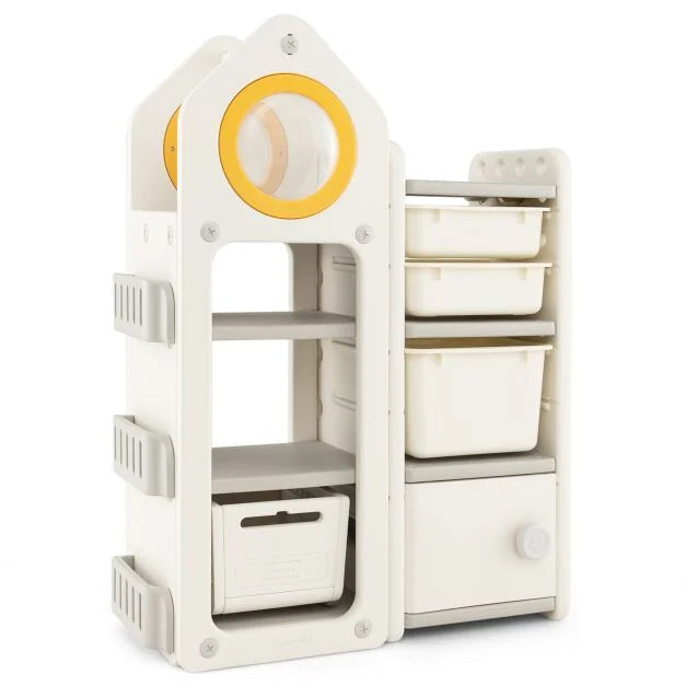 Kids Mobile Trolley Toy Organizer with Unique Roof