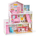 Wooden Kids Dollhouse DIY Pretend Play Set for Toddlers 3-7 Years