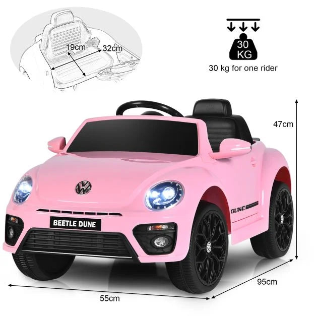 12V Volkswagen Beetle Electric Ride-On Car for Kids with Remote Control