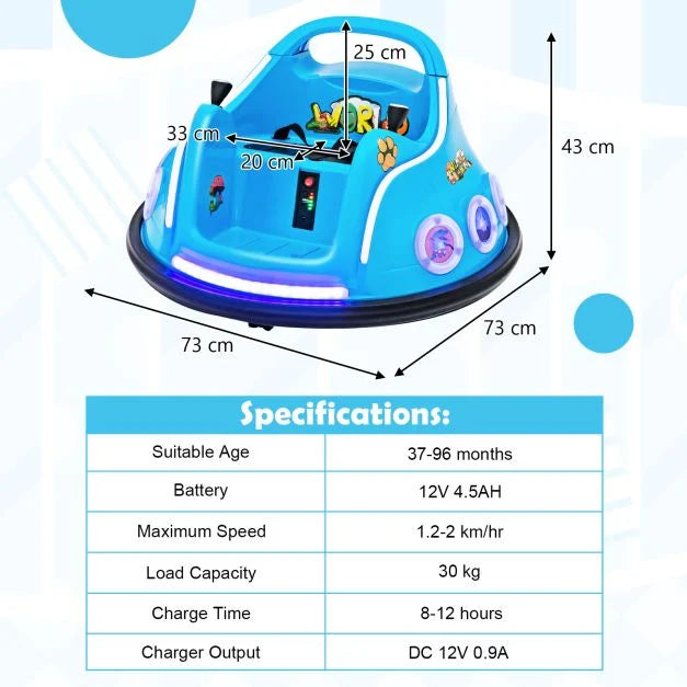 Kids’ Electric Bumper Car – 360° Spin, RC Safety Control
