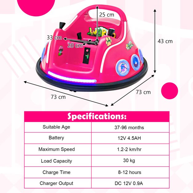 Kids’ Electric Bumper Car – 360° Spin, RC Safety Control