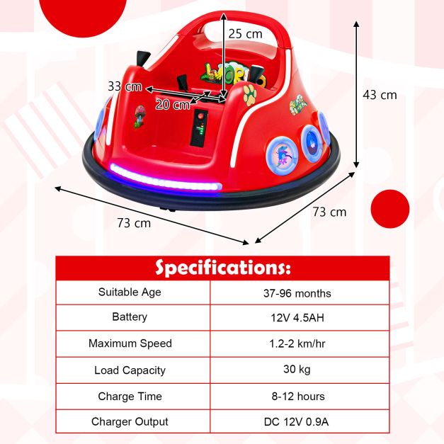 Kids’ Electric Bumper Car – 360° Spin, RC Safety Control