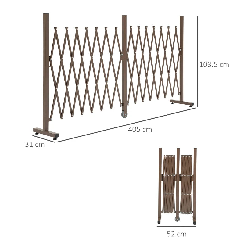 Foldable Trellis Fence – Movable Aluminium Garden Screen Panel, Dark Brown, 405cm