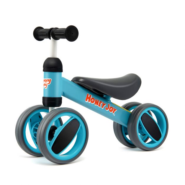 Baby Balance Bike with 4 Wheels and Safety-Limited Steering