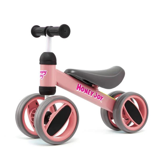 Baby Balance Bike with 4 Wheels and Safety-Limited Steering
