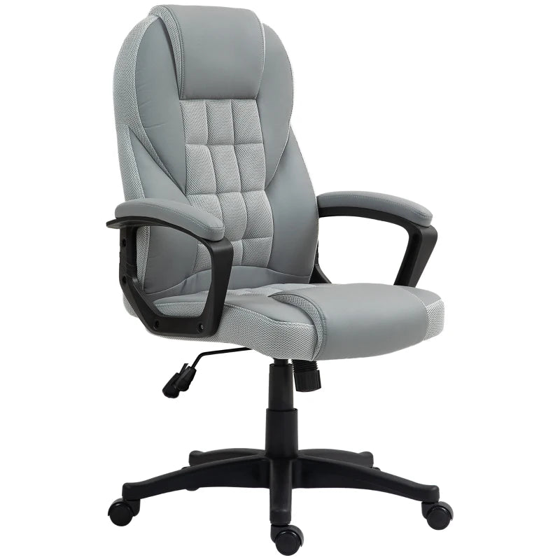 Grey Faux Leather Office Chair – Adjustable & Swivel