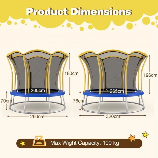 Kids 10ft Flower-Shaped Trampoline with Strong Steel Frame