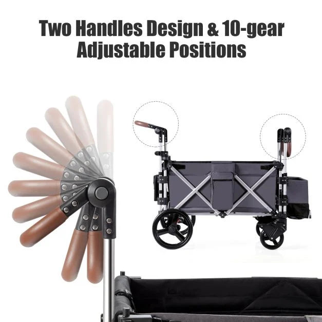 Push & Pull Stroller Wagon with Adjustable Handle for Kids