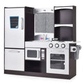 Kids Wooden Play Kitchen Set with Refrigerator, Blackboard, Sink & Oven