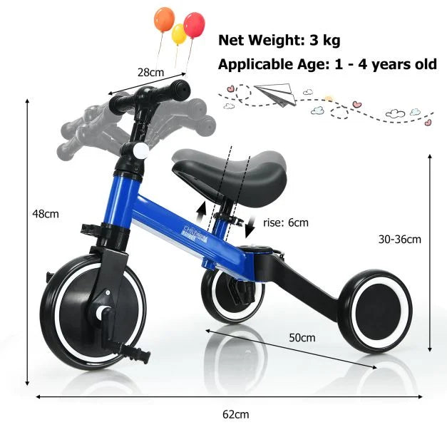 Balance Bike to Trike Convertible for 1-4 Year Old Kids