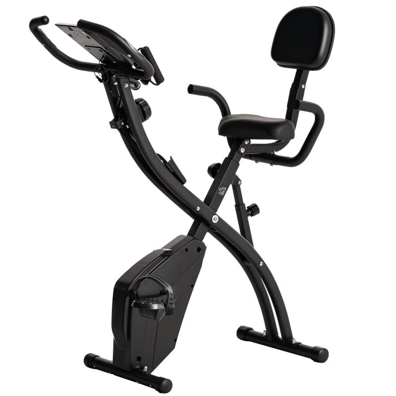 Black Folding Exercise Bike with Arm Resistance & Pulse Monitor