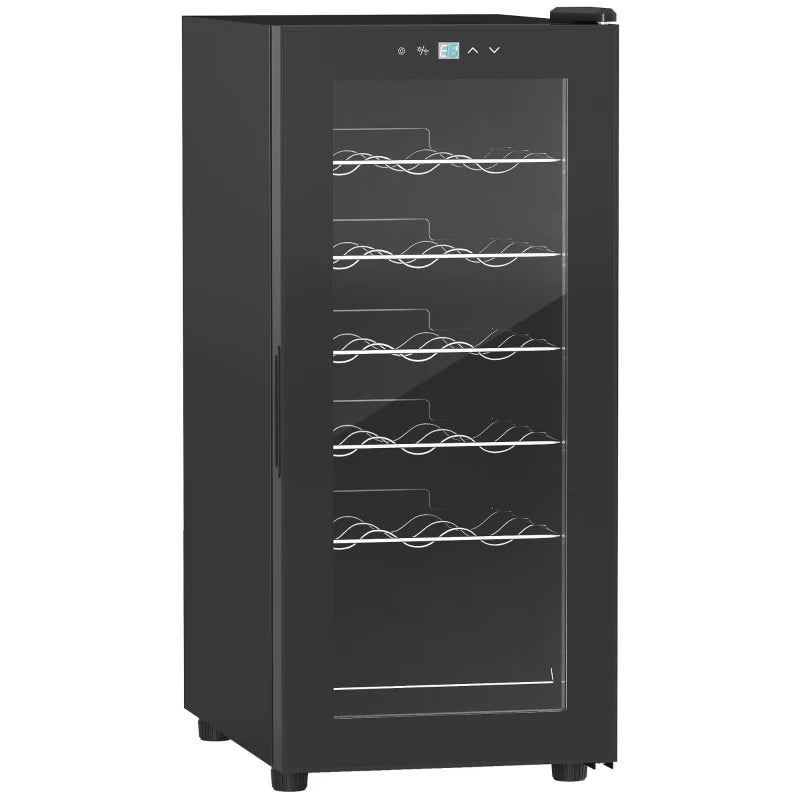 Compact Wine Fridge – 18 Bottles, LED Light, Black
