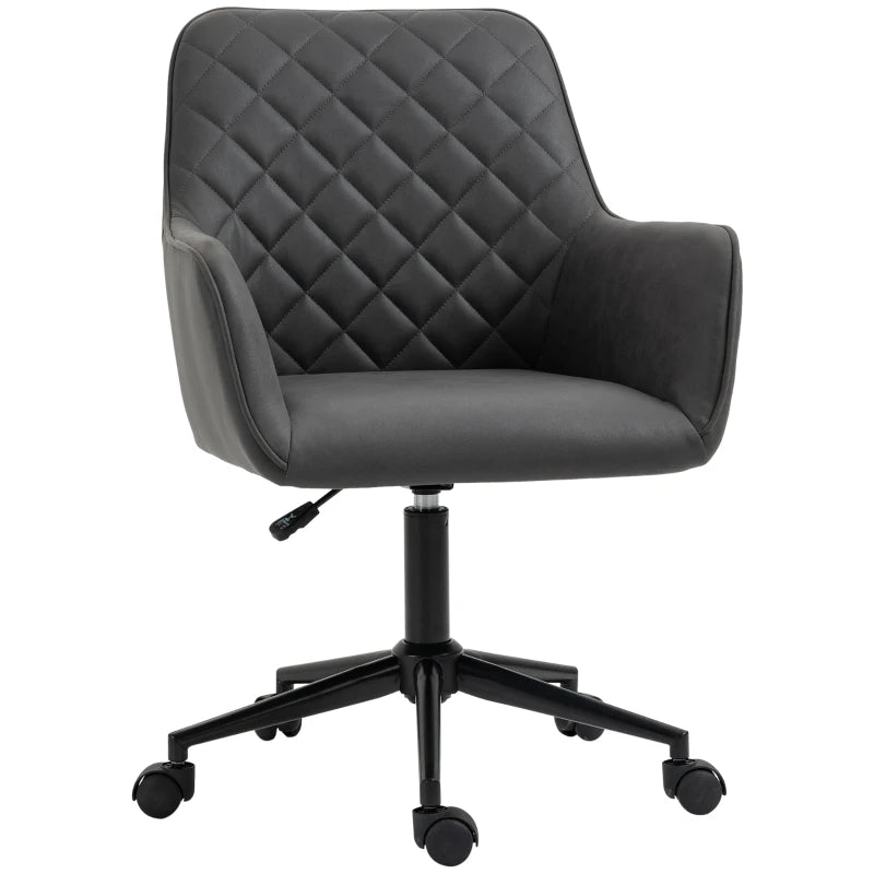 Home Office Chair – Grey Leather-Feel Fabric