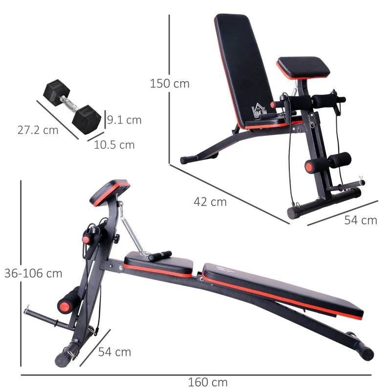 Multi-Use Adjustable Dumbbell & Sit-Up Bench with Weights