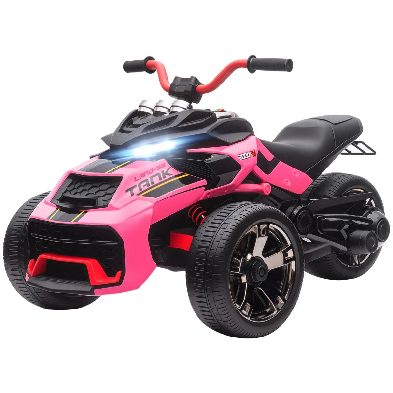 Ride-On Electric Car for Girls & Boys – 12V, 3 Wheels, MP3, LED, 2 Speeds – Pink