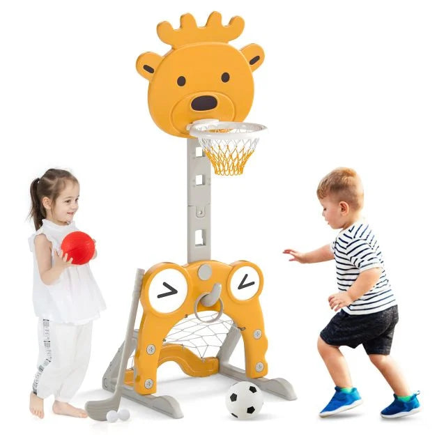 Kids 4-in-1 Basketball Hoop Activity Set for Indoor and Outdoor Play