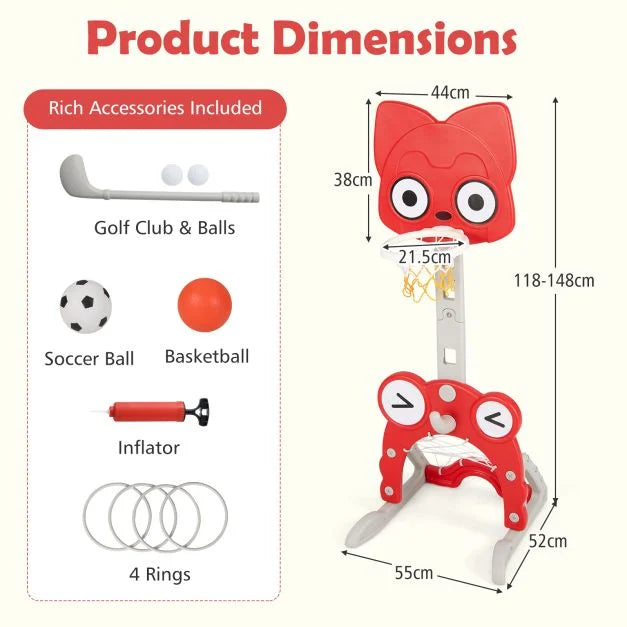 Toddler Sports Activity Set with Basketball Hoop and Soccer Goal