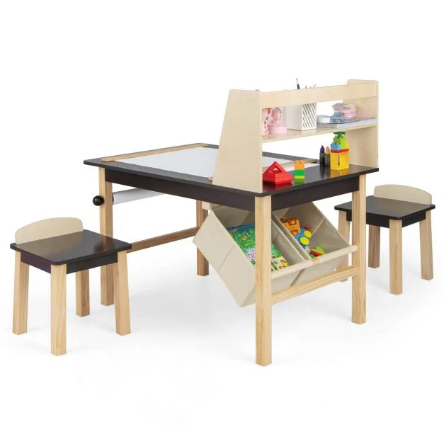 Kids Chairs with Storage Bins & Paper Roll for Craft and Drawing