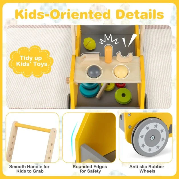 Toddler Push Walker with Adjustable Speed and Convenient Bottom Storage