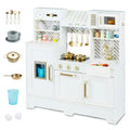 Kids Wooden Kitchen Playset with Coffee Station and Accessories