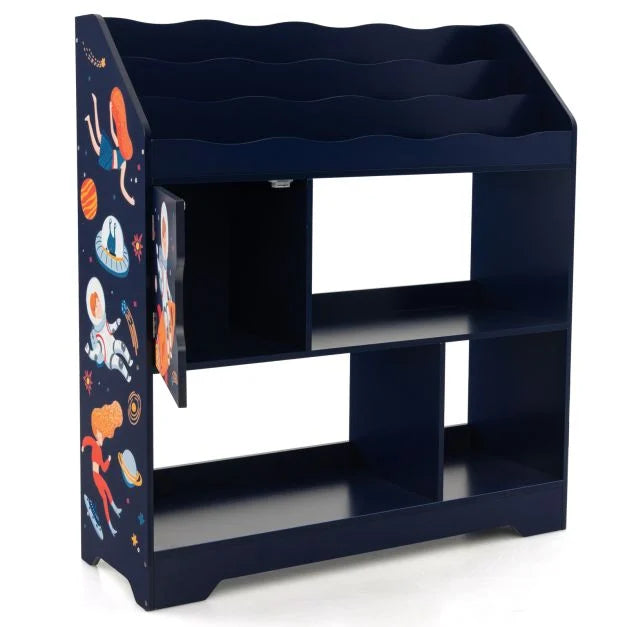 Toy Organizer Display Stand with Integrated Bookshelf for Kids
