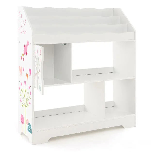 Toy Organizer Display Stand with Integrated Bookshelf for Kids