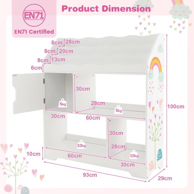 Toy Organizer Display Stand with Integrated Bookshelf for Kids