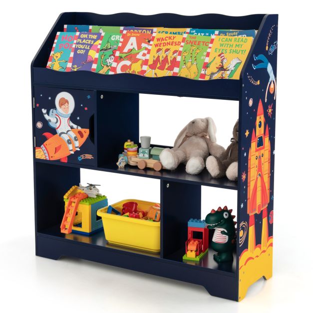 Toy Organizer Display Stand with Integrated Bookshelf for Kids