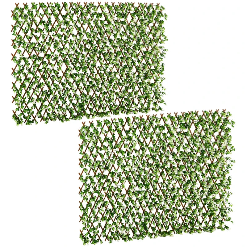 Faux Eucalyptus Leaf Privacy Trellis for Garden Walls and Balcony Decoration, 2 x 1m