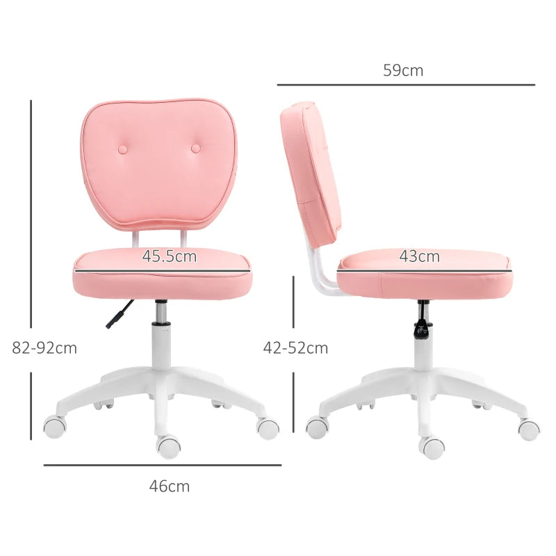 Pink Office Chair – Comfortable PU Leather, Swivel Base