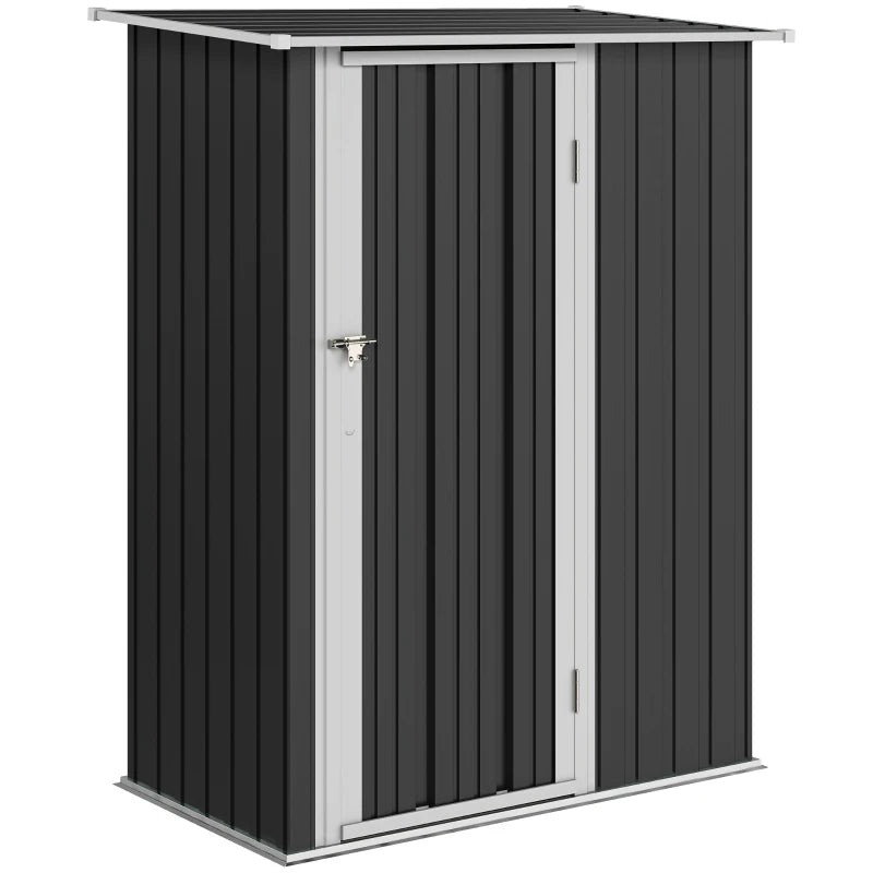 Metal Garden Storage Shed with Sloped Roof & Lockable Door – Secure Outdoor Tool Shed, Grey