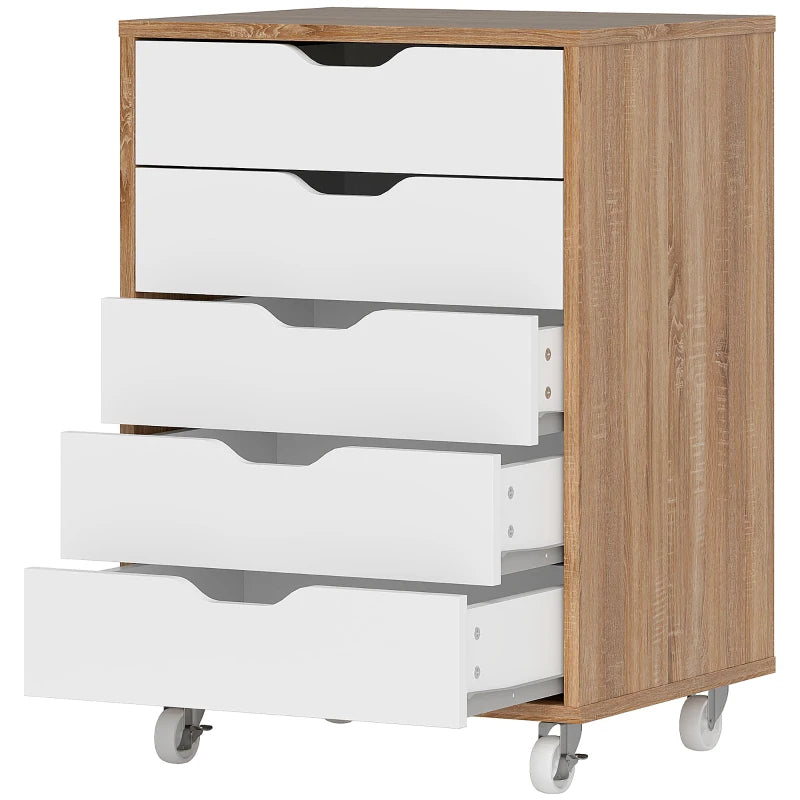Brown Filing Cabinet Oak with Mobile Drawer Storage