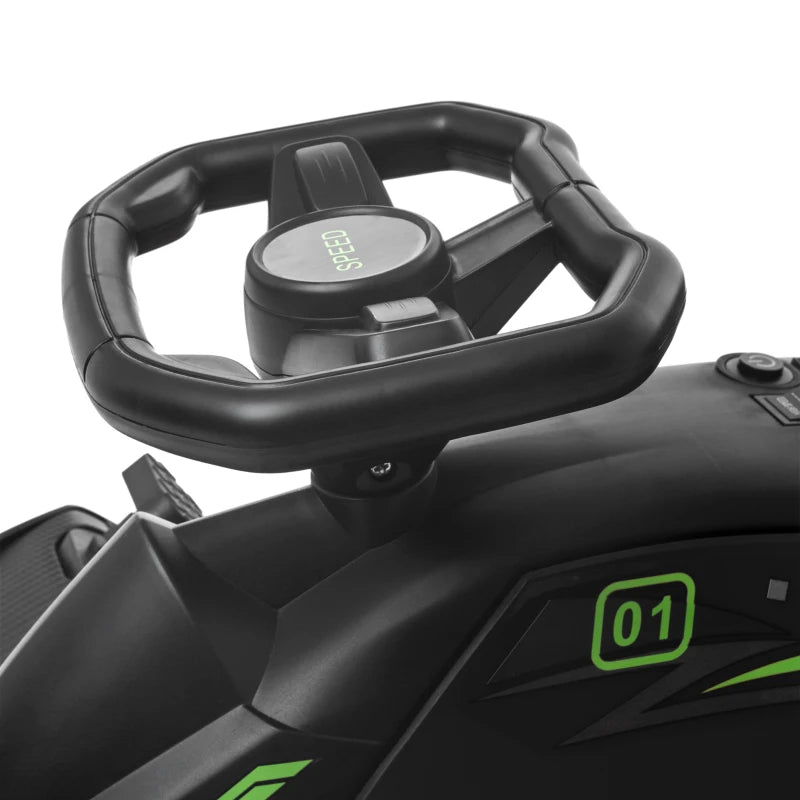 Electric Go Kart for Kids 12V with Music & LED Lights, Slow Start – Black