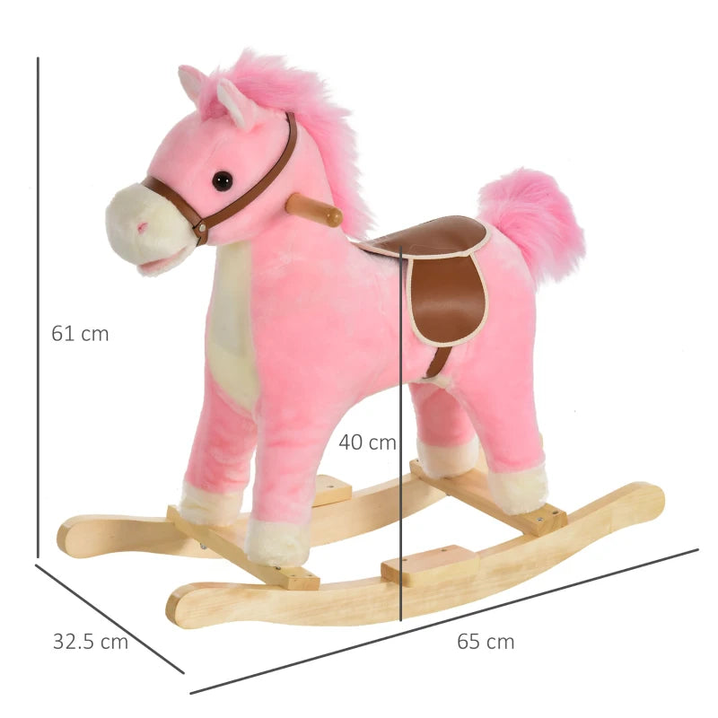 Soft Rocking Horse Ride-On Toy for Kids with Sound Effects and Wagging Tail, Ages 3-6