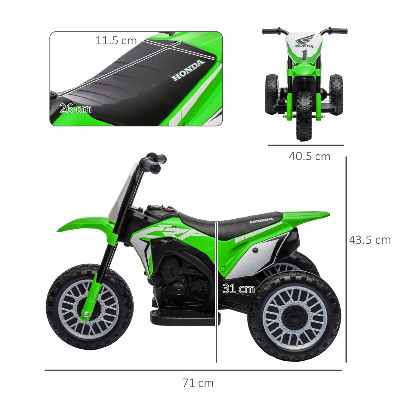 Three-Wheel Electric Motorbike for Toddlers with Sounds – Green, 6V, 18-36 Months