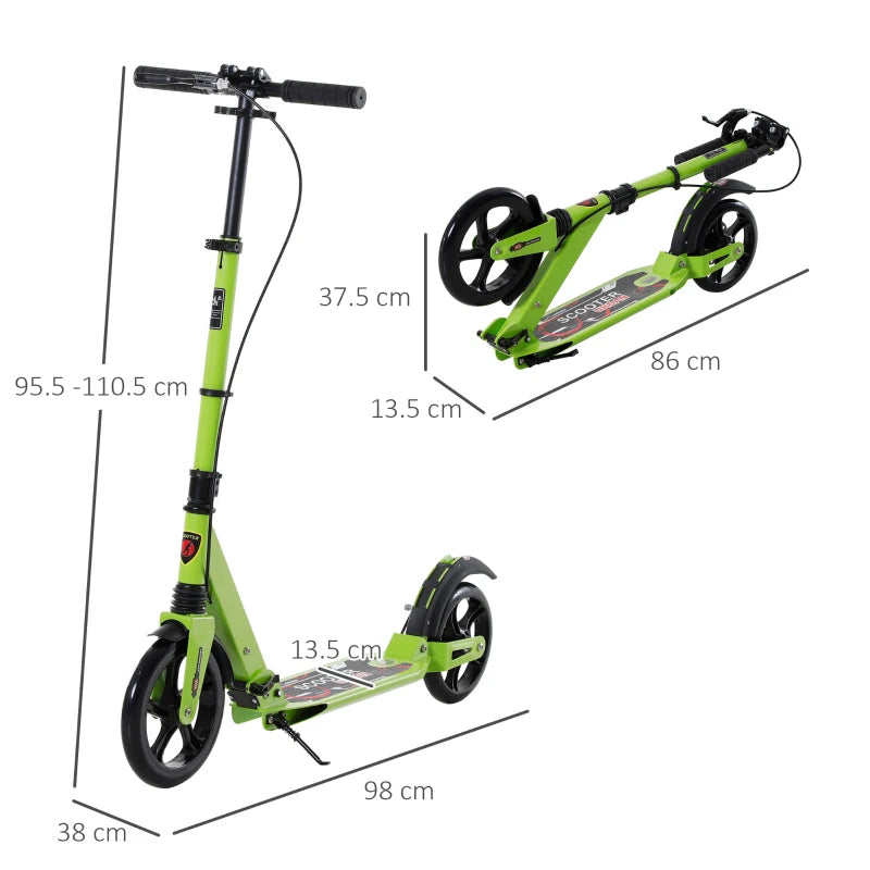 Kick Scooter for Ages 14+ with Big Wheels & Dual Suspension, Green