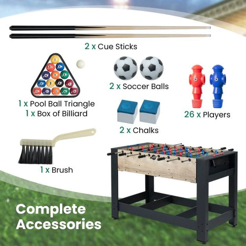122cm Multi Game Table 2-in-1: Foosball & Pool for Home Play