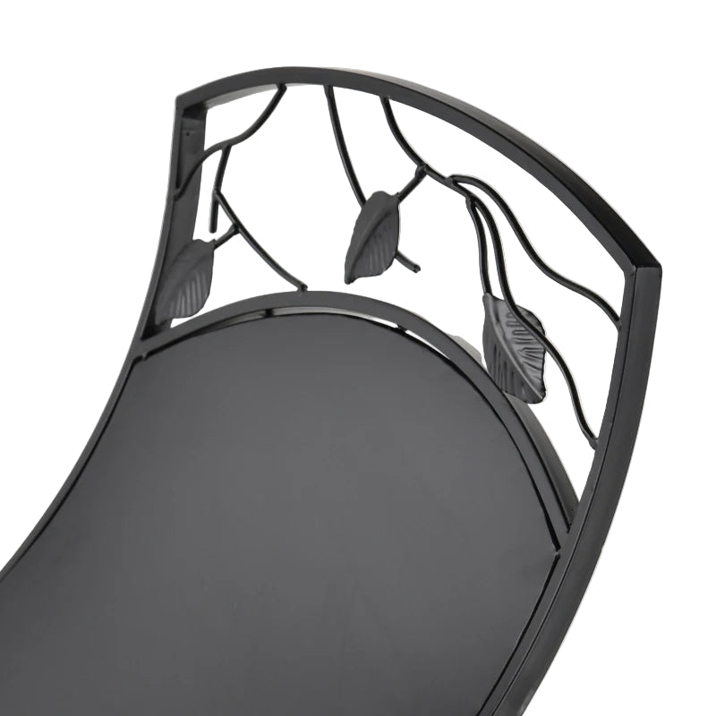 Folding Firewood Rack with Metal Arced Frame and Decorative Leaf Pattern Design