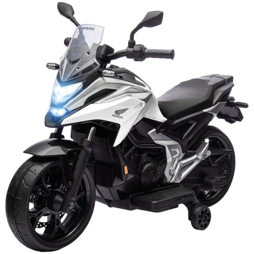 12V Honda Licensed Kids Electric Motorbike with Music, Headlights & Education, White