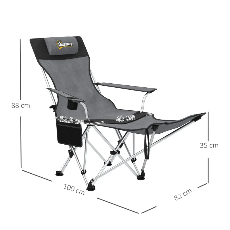 Reclining Camping Chair Set – Foldable with Storage & Cup Holder