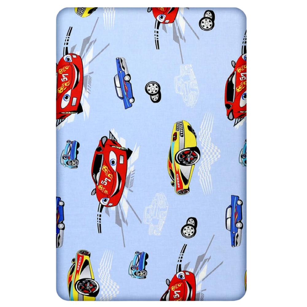 Baby Fitted Cot Bed Sheet 140 × 70cm 100% Cotton Printed Mattress Sheet Cars Design