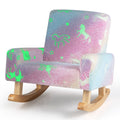 Solid Poplar Wood Kids Rocking Chair with Soft Flannel Upholstery