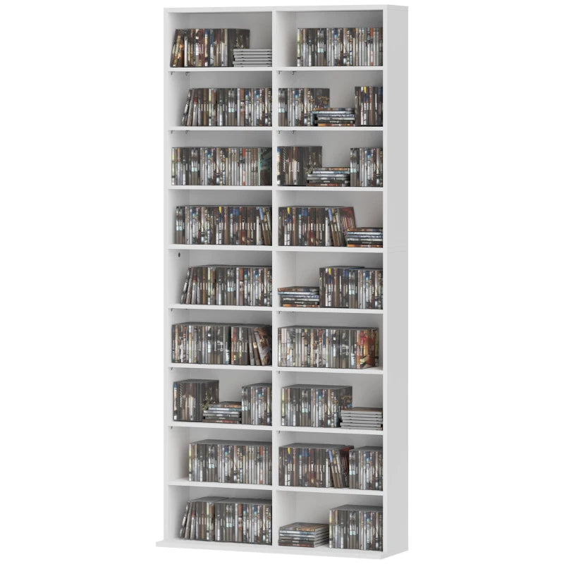 Tall White Storage Tower for 640 CDs, Media Shelf Organizer Unit