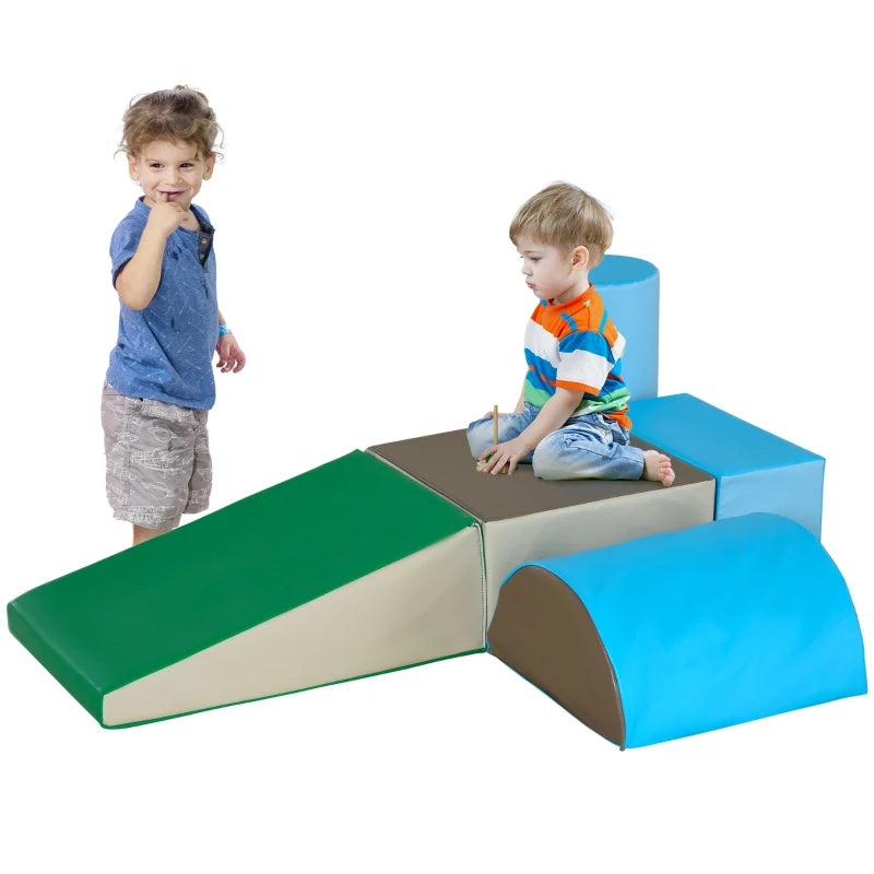 Soft Foam Climb & Crawl Play Set – 5-Piece Indoor Activity Blocks for Toddlers, Blue