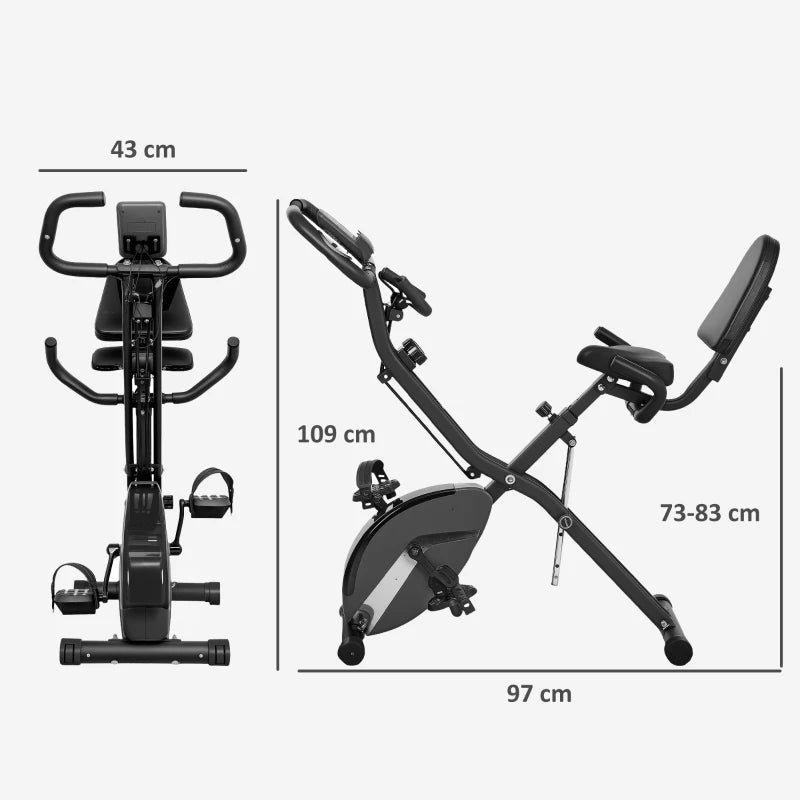 Foldable Exercise Bike – Arm Bands, LCD Monitor, Phone Mount